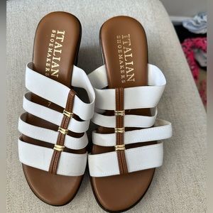 S11 - Italian shoemakers white sandal strappy wedges size 7